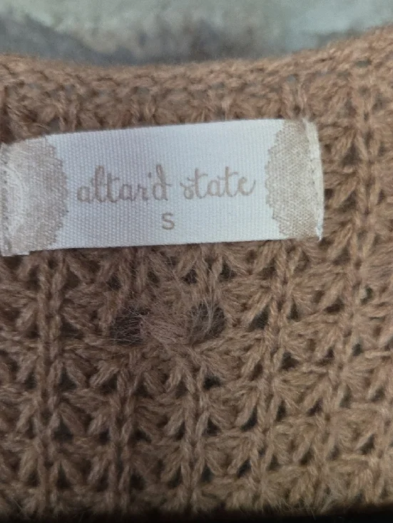 Altar'd State Taupe-Pink Shaggy Open Cardigan - Picture 2 of 3